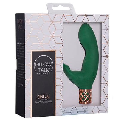 Pillow Talk® Secrets - Sinful – Luxurious Dual Vibrating Wand - Green