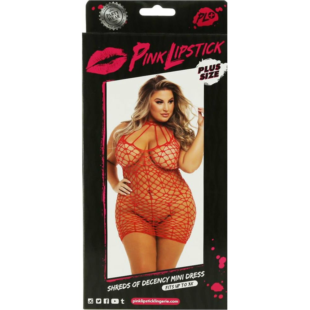 Pink Lipstick Shreds of Decency Mini Dress - Red - Plus Size