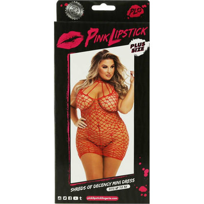 Pink Lipstick Shreds of Decency Mini Dress - Red - Plus Size