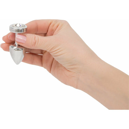 Diogol Anni Silver Round Butt Plug with Swarovski Elements (T1 Size)