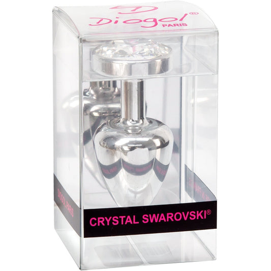 Diogol Anni Silver Round Butt Plug with Swarovski Elements (T2 Size)