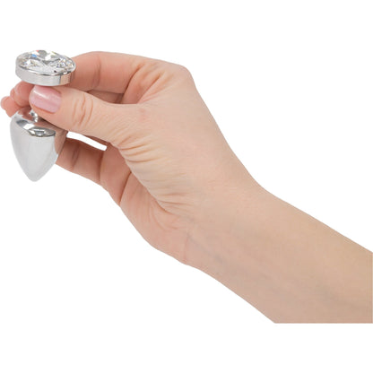 Diogol Anni Silver Round Butt Plug with Swarovski Elements (T2 Size)