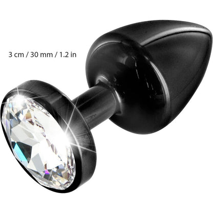 Diogol Anni Black Round Butt Plug with Swarovski Elements (T2 Size)