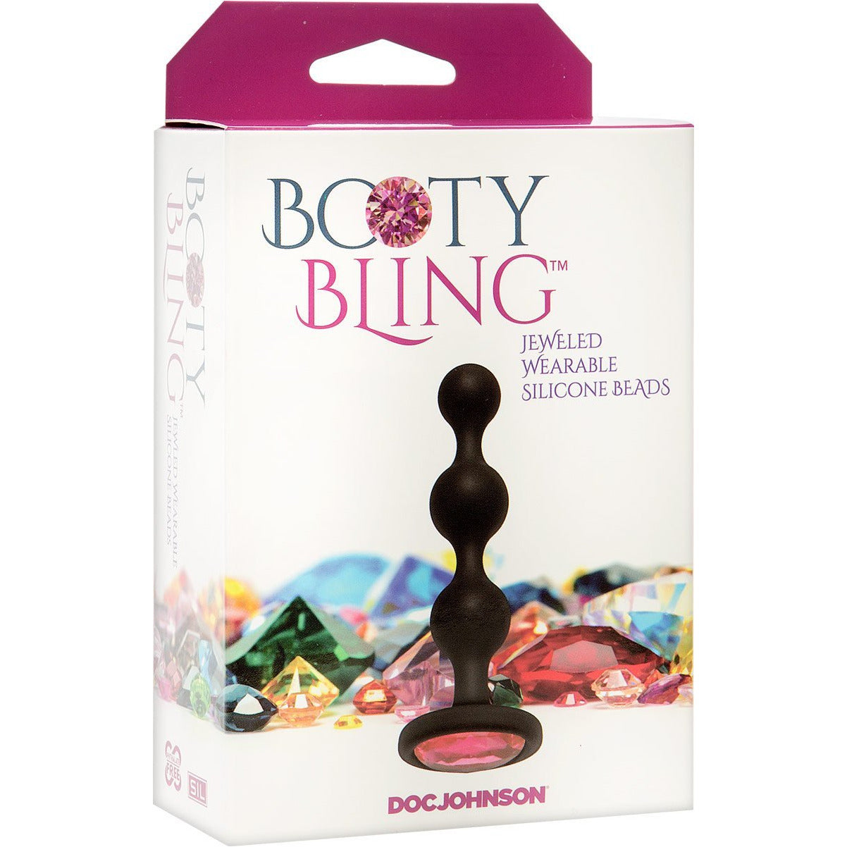 Doc Johnson Booty Bling Jeweled Silicone Beads - Pink
