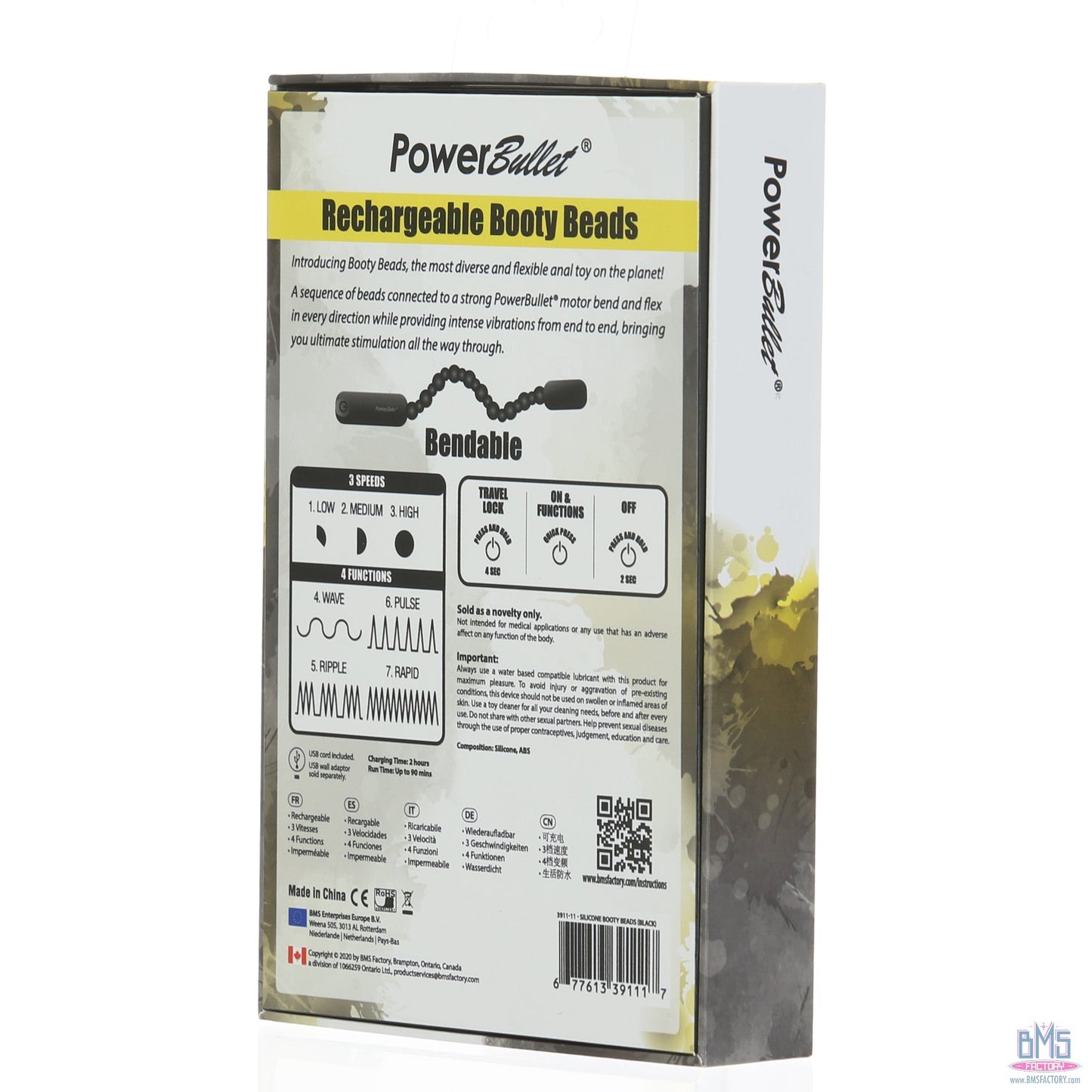 PowerBullet Rechargeable Booty Beads - Black