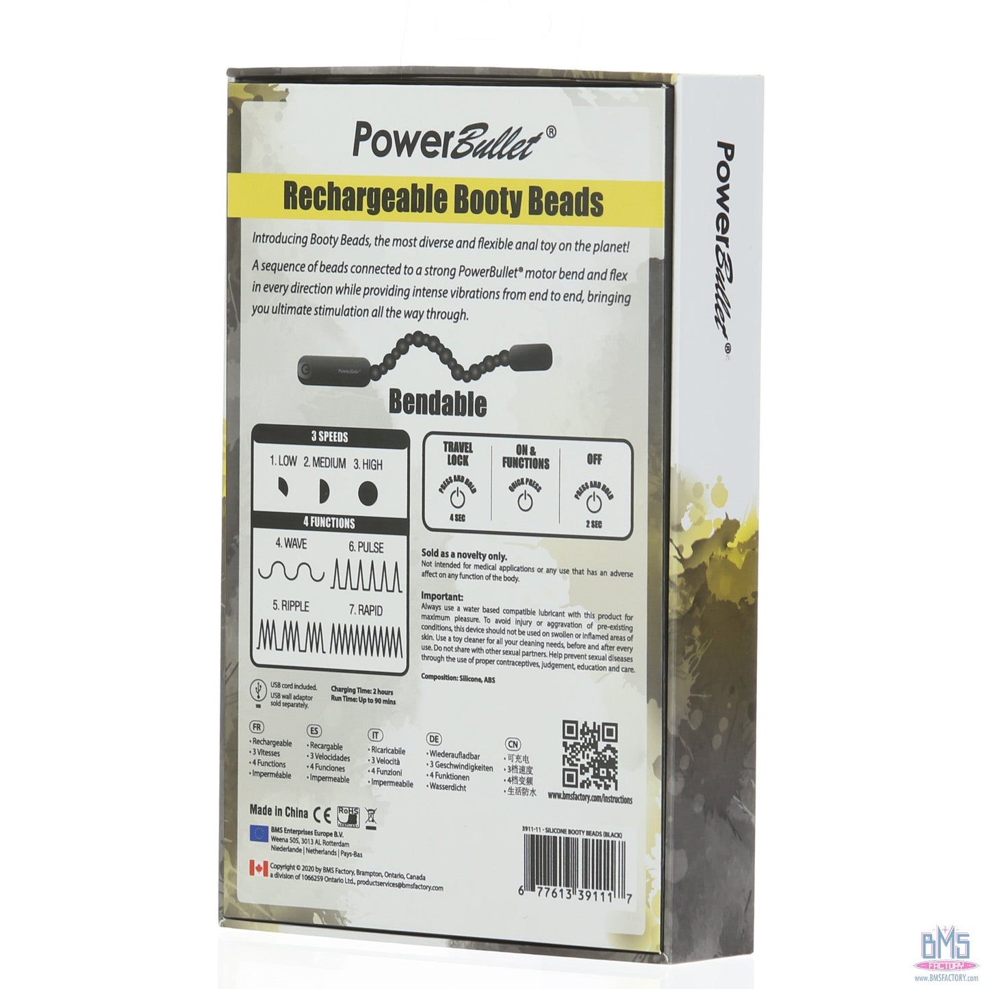 PowerBullet Rechargeable Booty Beads - Black