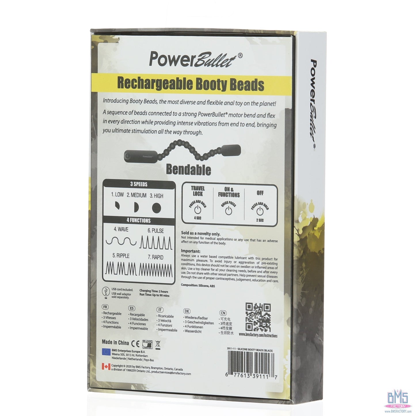 PowerBullet Rechargeable Booty Beads - Black