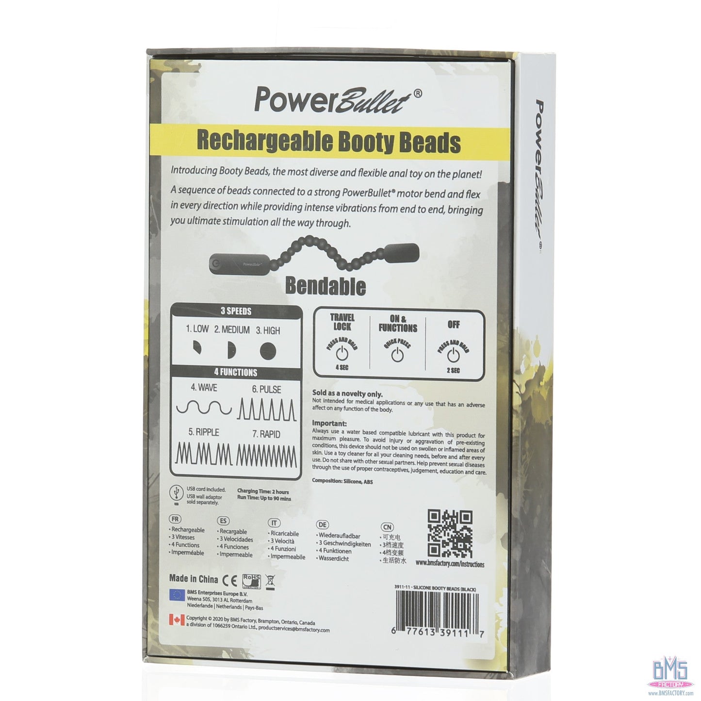 PowerBullet Rechargeable Booty Beads - Black