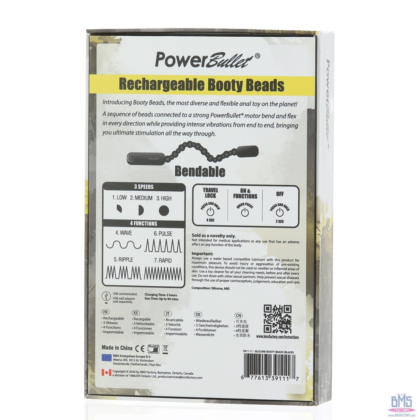 PowerBullet Rechargeable Booty Beads - Black