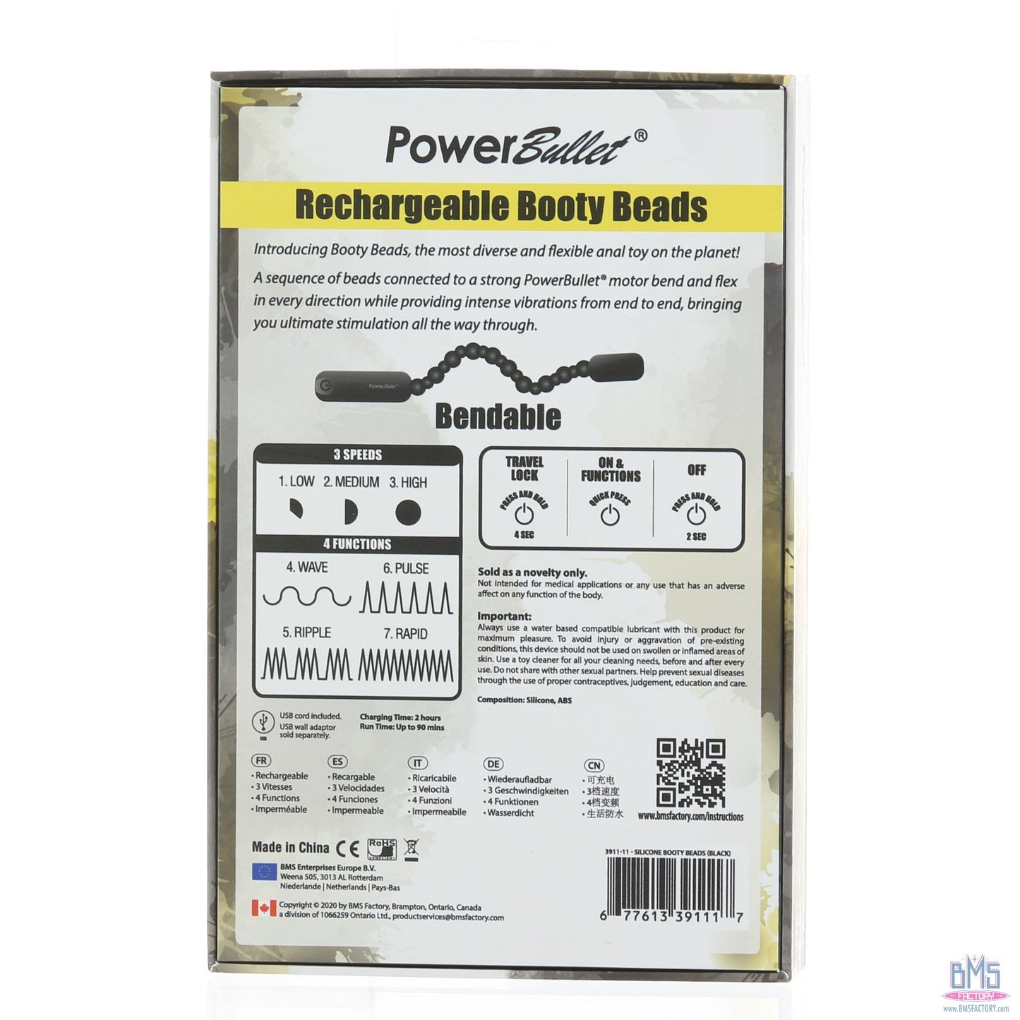 PowerBullet Rechargeable Booty Beads - Black