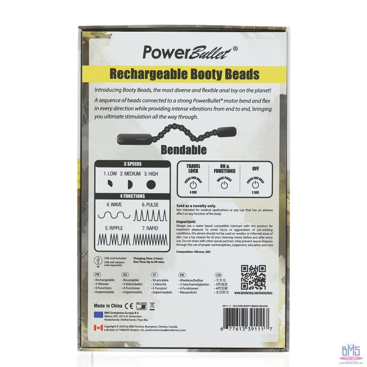 PowerBullet Rechargeable Booty Beads - Black