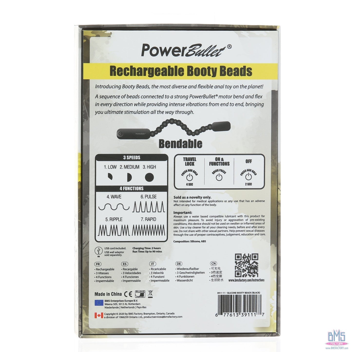 PowerBullet Rechargeable Booty Beads - Black