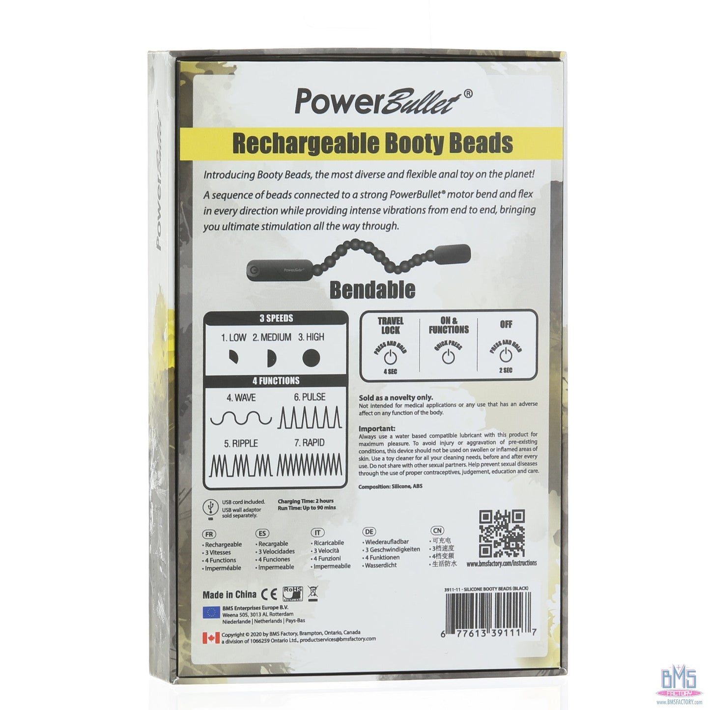 PowerBullet Rechargeable Booty Beads - Black