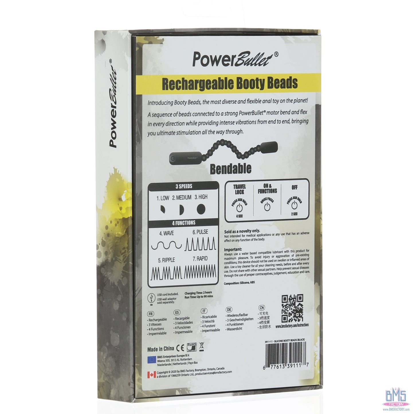 PowerBullet Rechargeable Booty Beads - Black