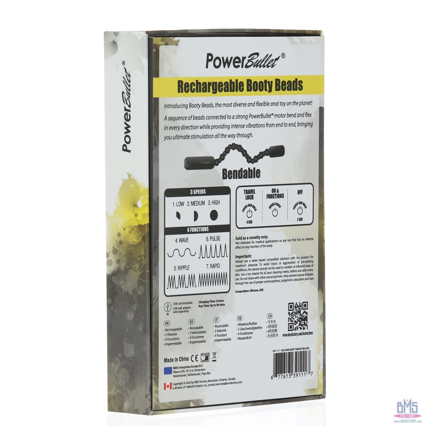 PowerBullet Rechargeable Booty Beads - Black