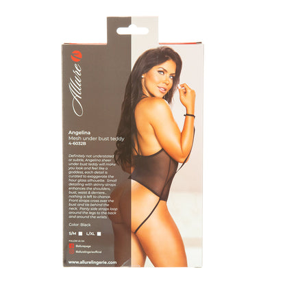 Allure – Angelina - Mesh Under Bust Teddy – Black