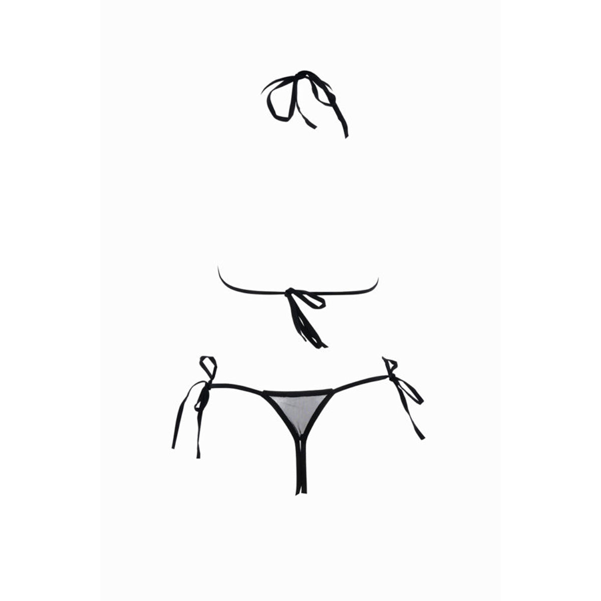 Allure – Harlowe Mesh Open Tie-Up Teddy – Black