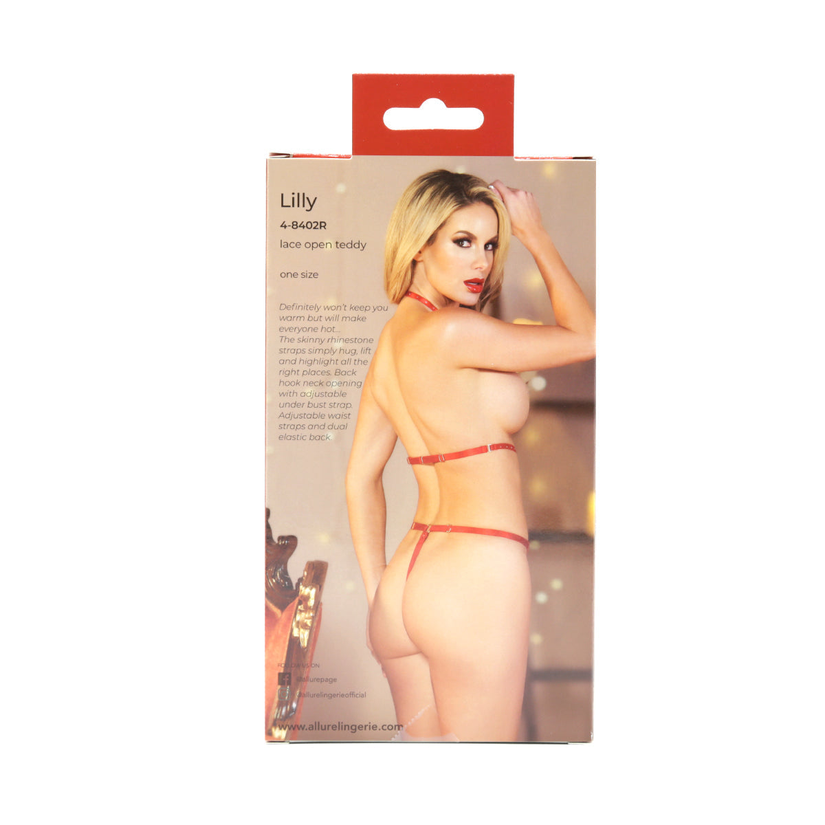 Allure Lilly Lace Open Teddy – Red