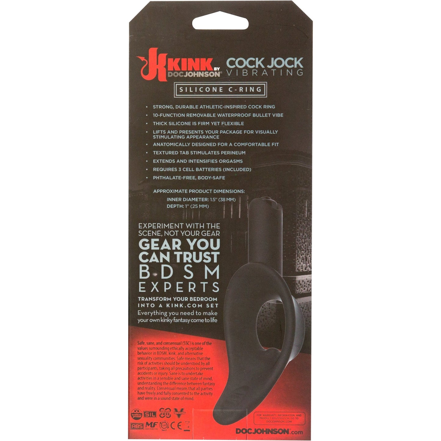 Doc Johnson Kink - Vibrating Cock Jock Silicone C-Ring