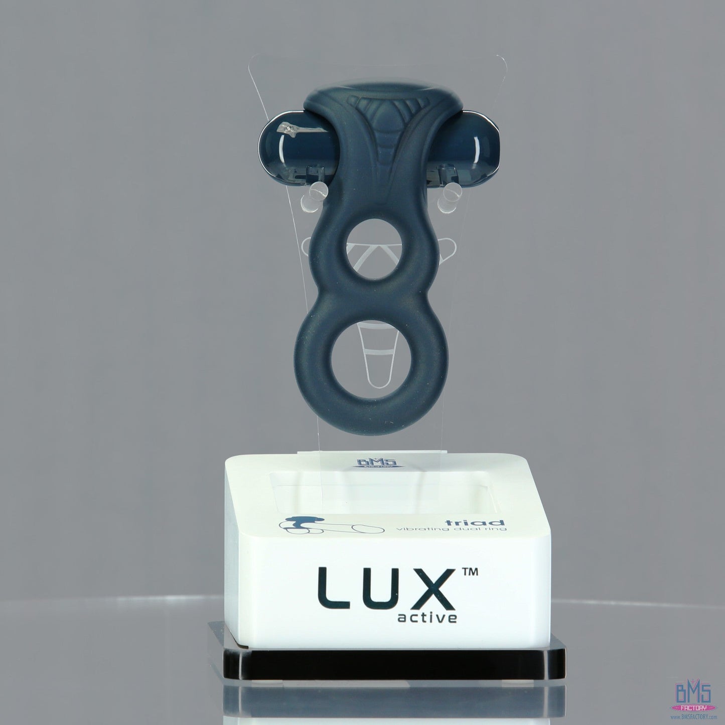 LUX active® Triad – 4.5" Vibrating Dual Cock Ring – Remote Included