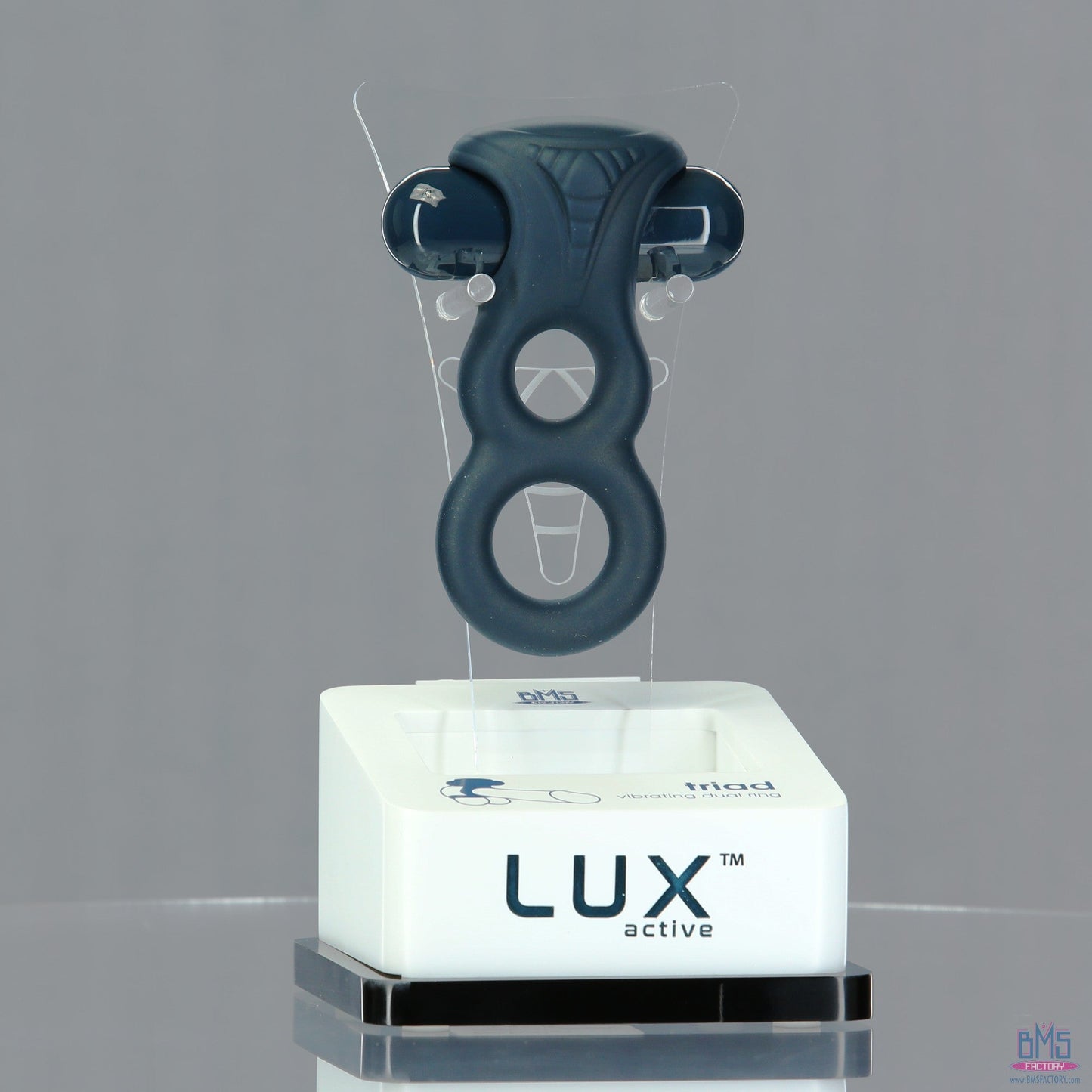 LUX active® Triad – 4.5" Vibrating Dual Cock Ring – Remote Included