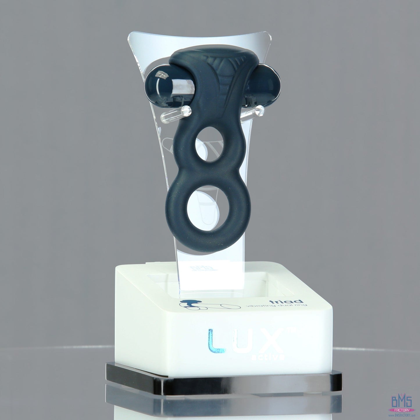 LUX active® Triad – 4.5" Vibrating Dual Cock Ring – Remote Included