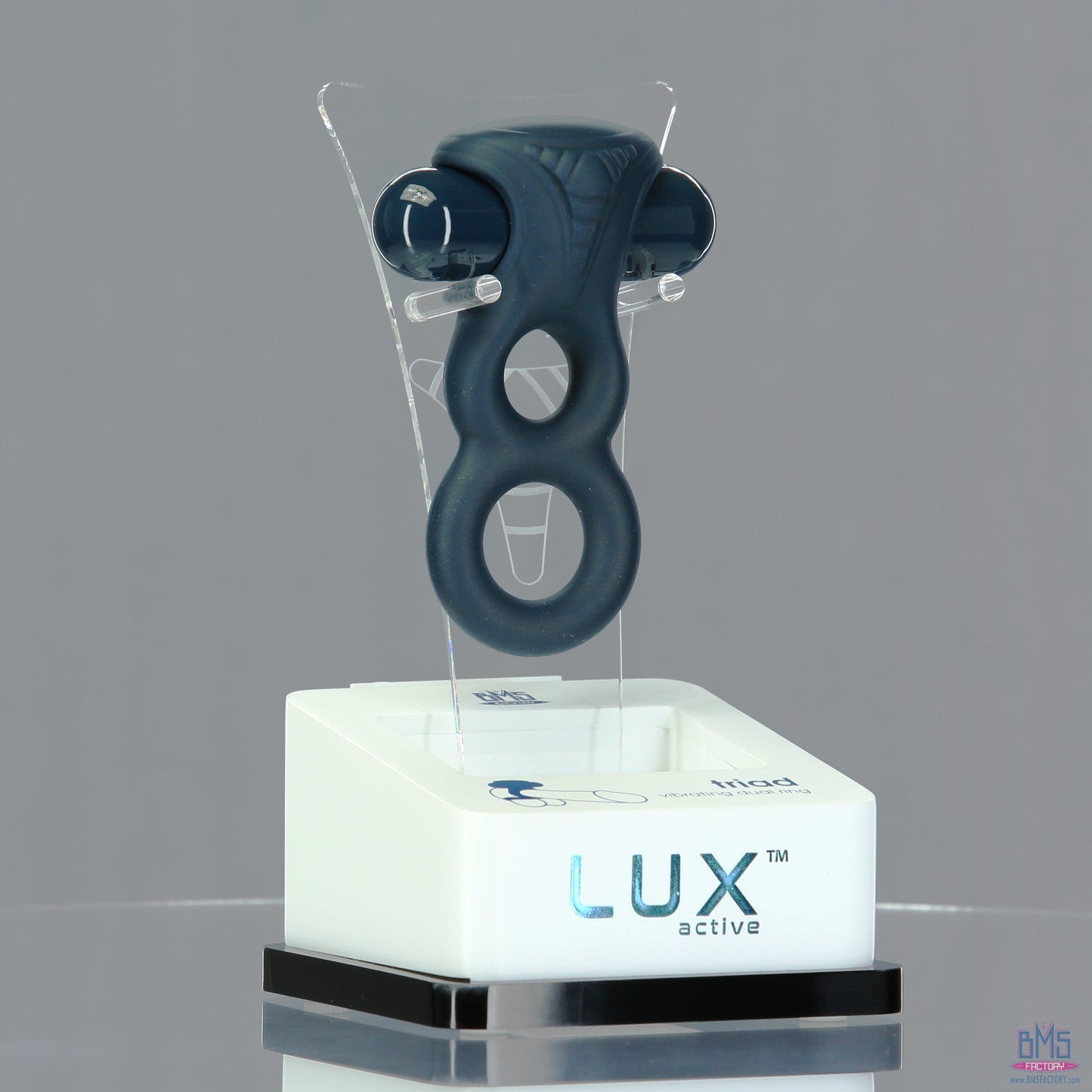 LUX active® Triad – 4.5" Vibrating Dual Cock Ring – Remote Included