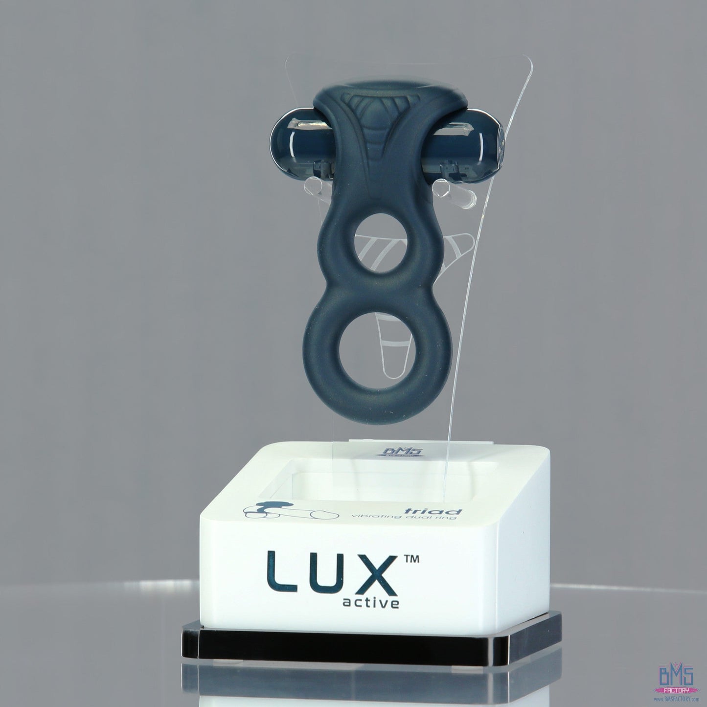 LUX active® Triad – 4.5" Vibrating Dual Cock Ring – Remote Included