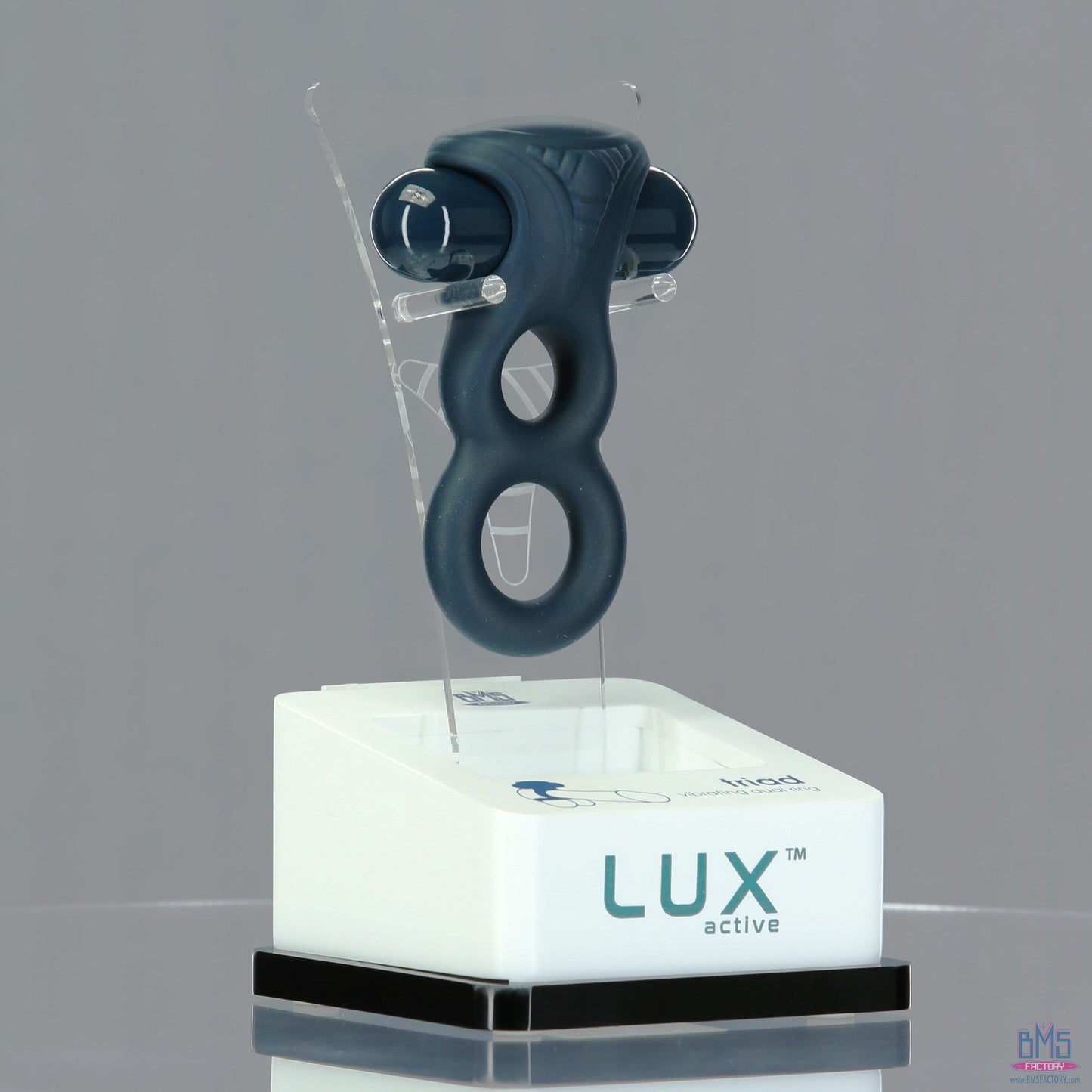 LUX active® Triad – 4.5" Vibrating Dual Cock Ring – Remote Included