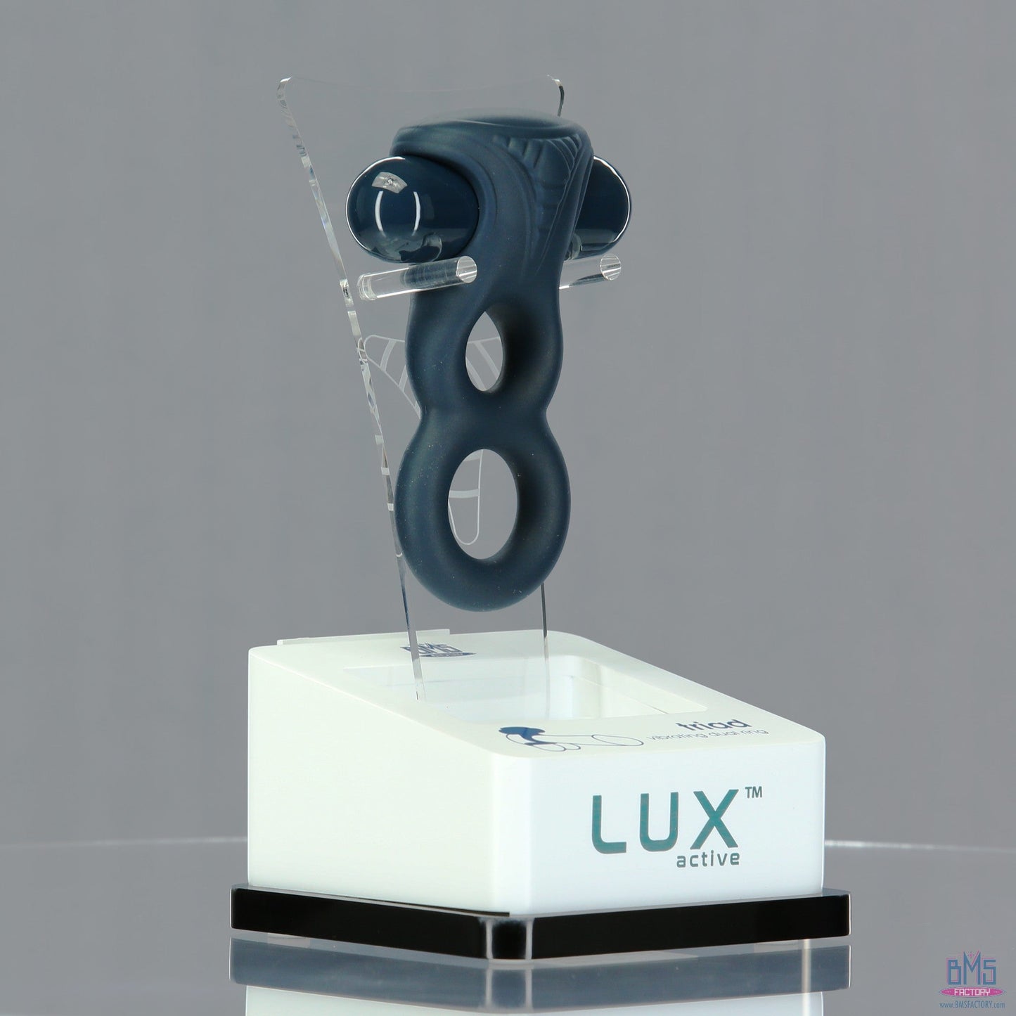 LUX active® Triad – 4.5" Vibrating Dual Cock Ring – Remote Included
