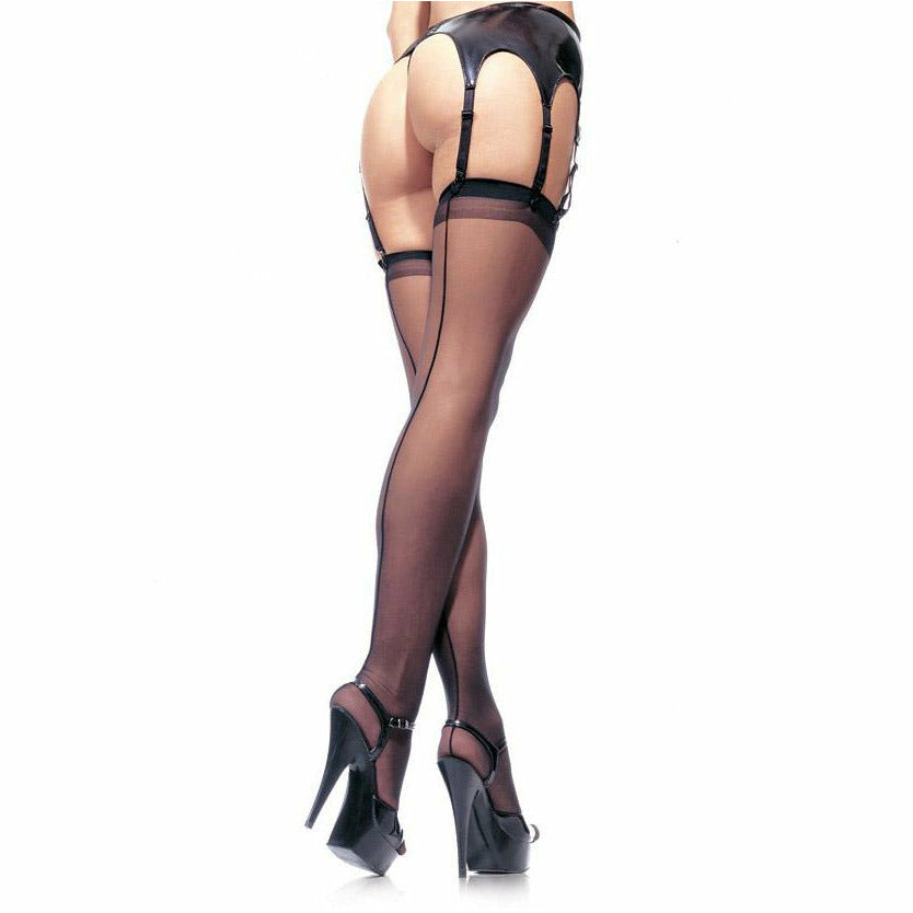 Leg Avenue Sheer Backseam Stockings - Black - One Size