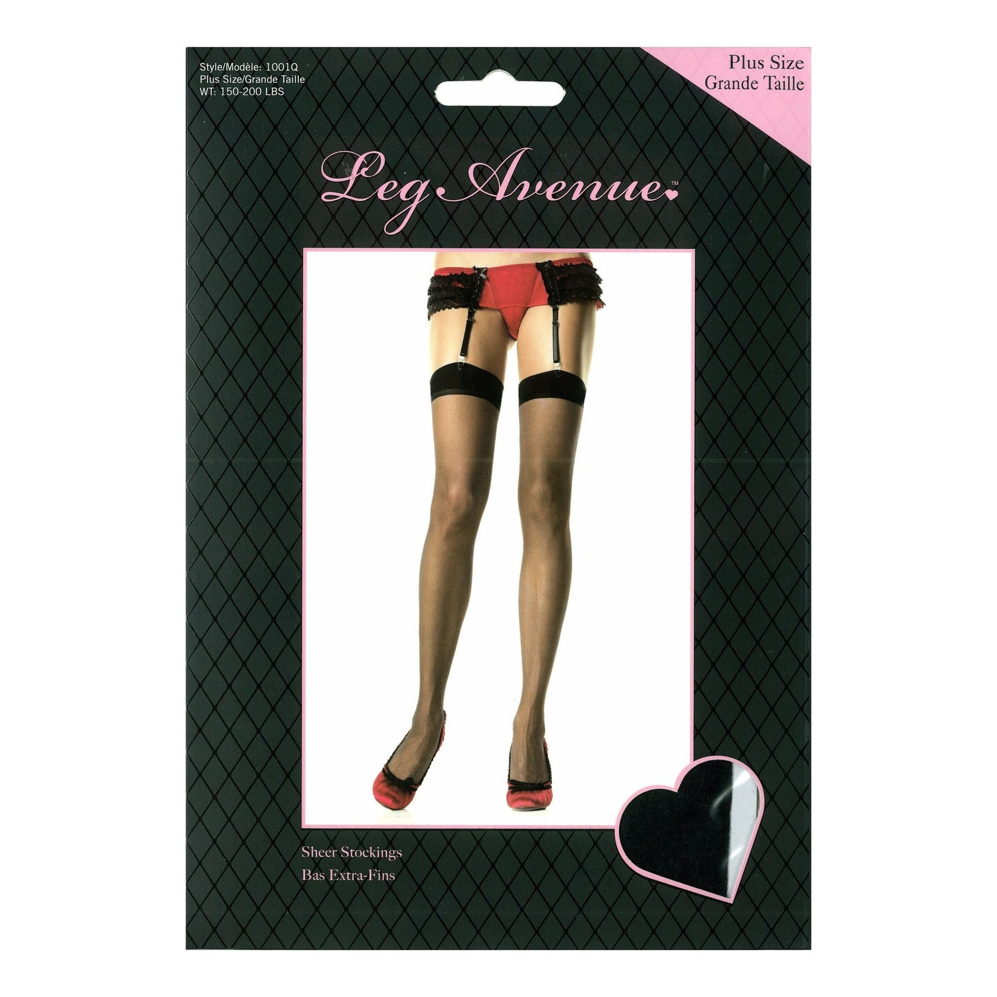 Leg Avenue Sheer Stockings - Black - Plus Size