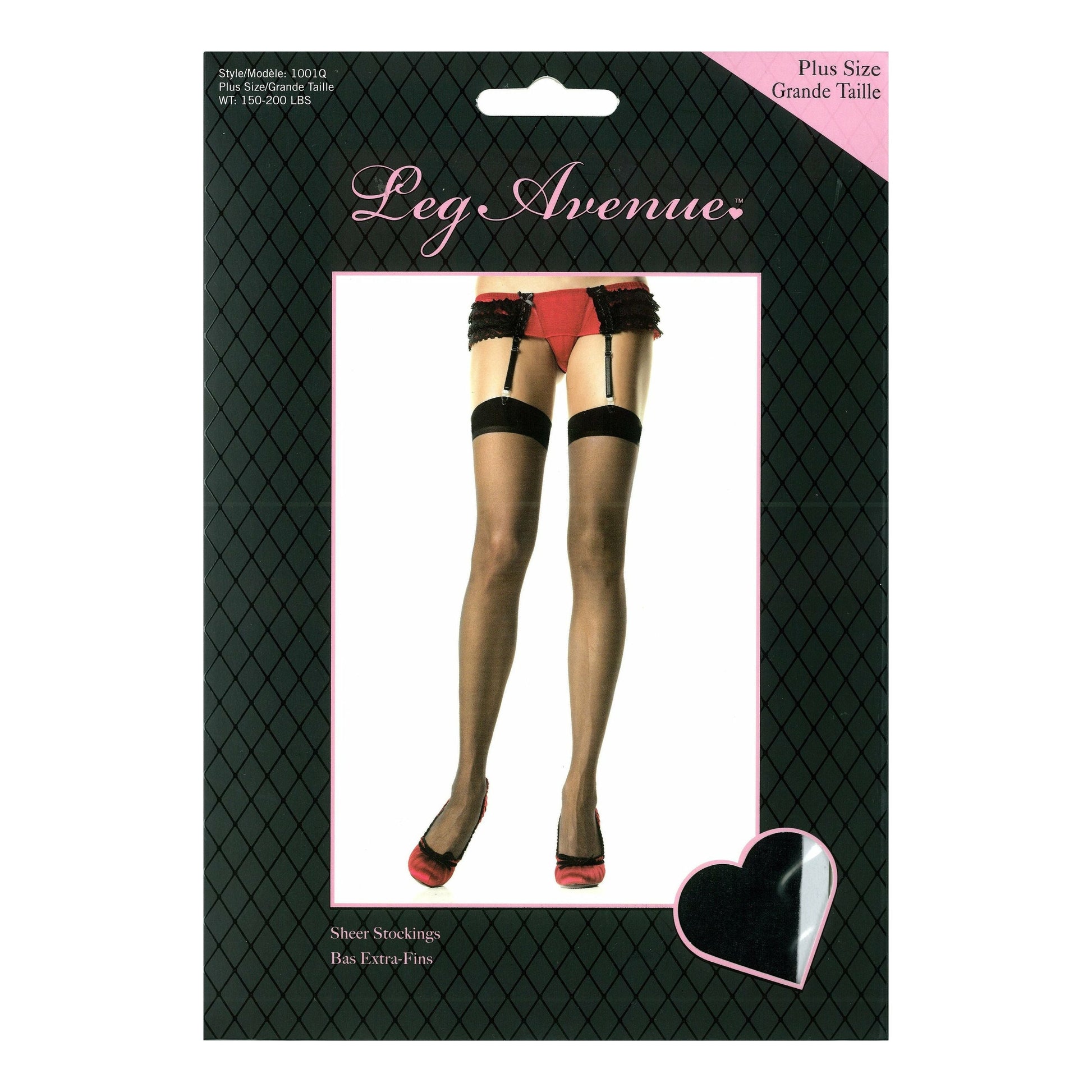 Leg Avenue Sheer Stockings - Black - Plus Size