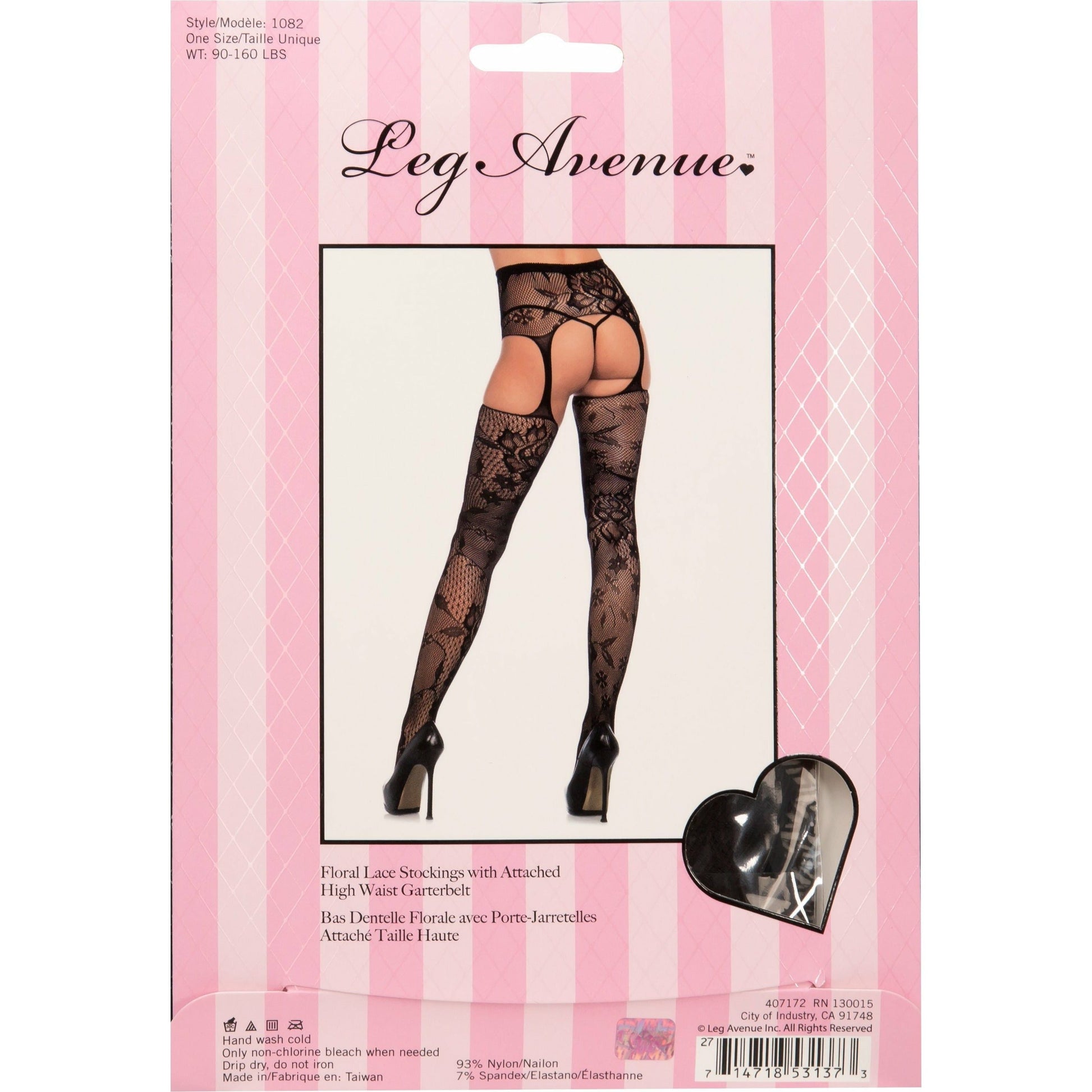 Leg Avenue Floral Lace Stockings with Garter Belt