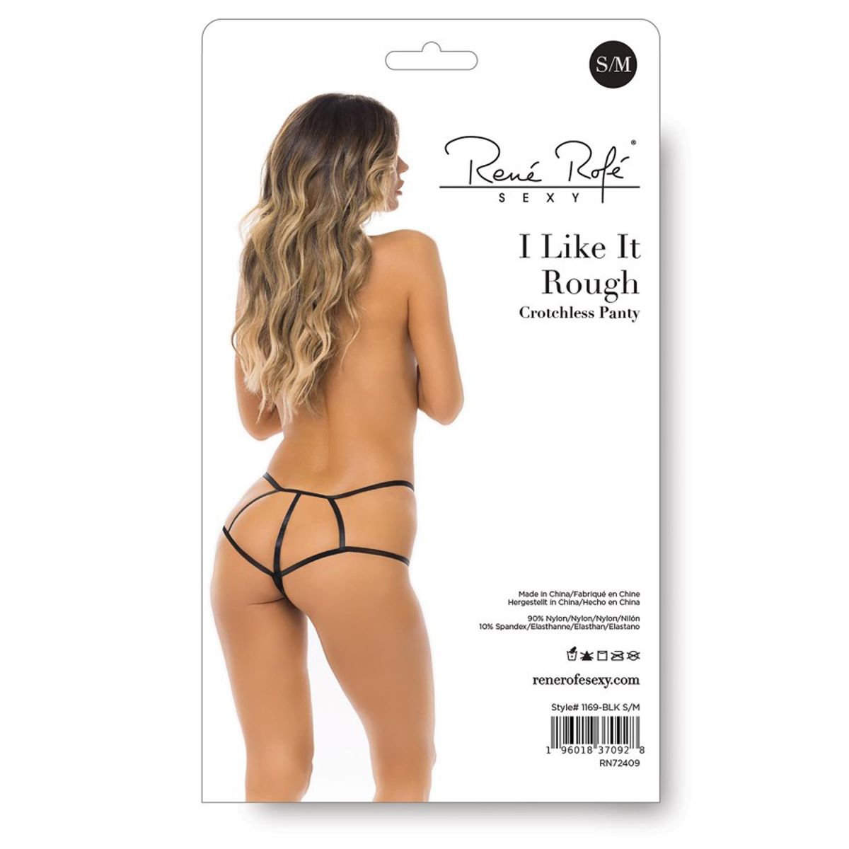 Rene Rofe I Like It Rough Crotchless Panty – Black – Two Sizes