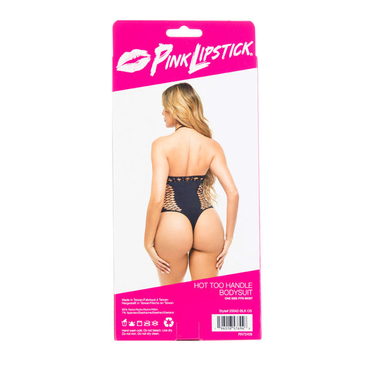 Pink Lipstick Hot Too Handle Bodysuit Teddy Black O/S