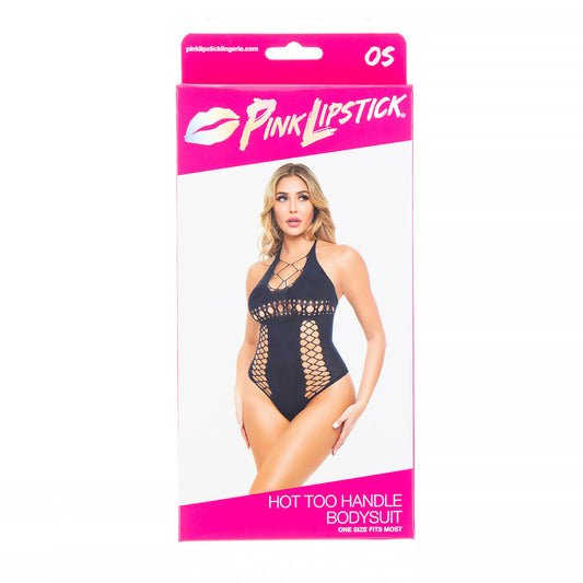 Pink Lipstick Hot Too Handle Bodysuit Teddy Black O/S