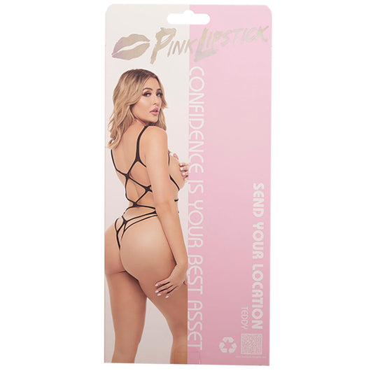 Pink Lipstick Send Your Location Teddy - Black - One Size