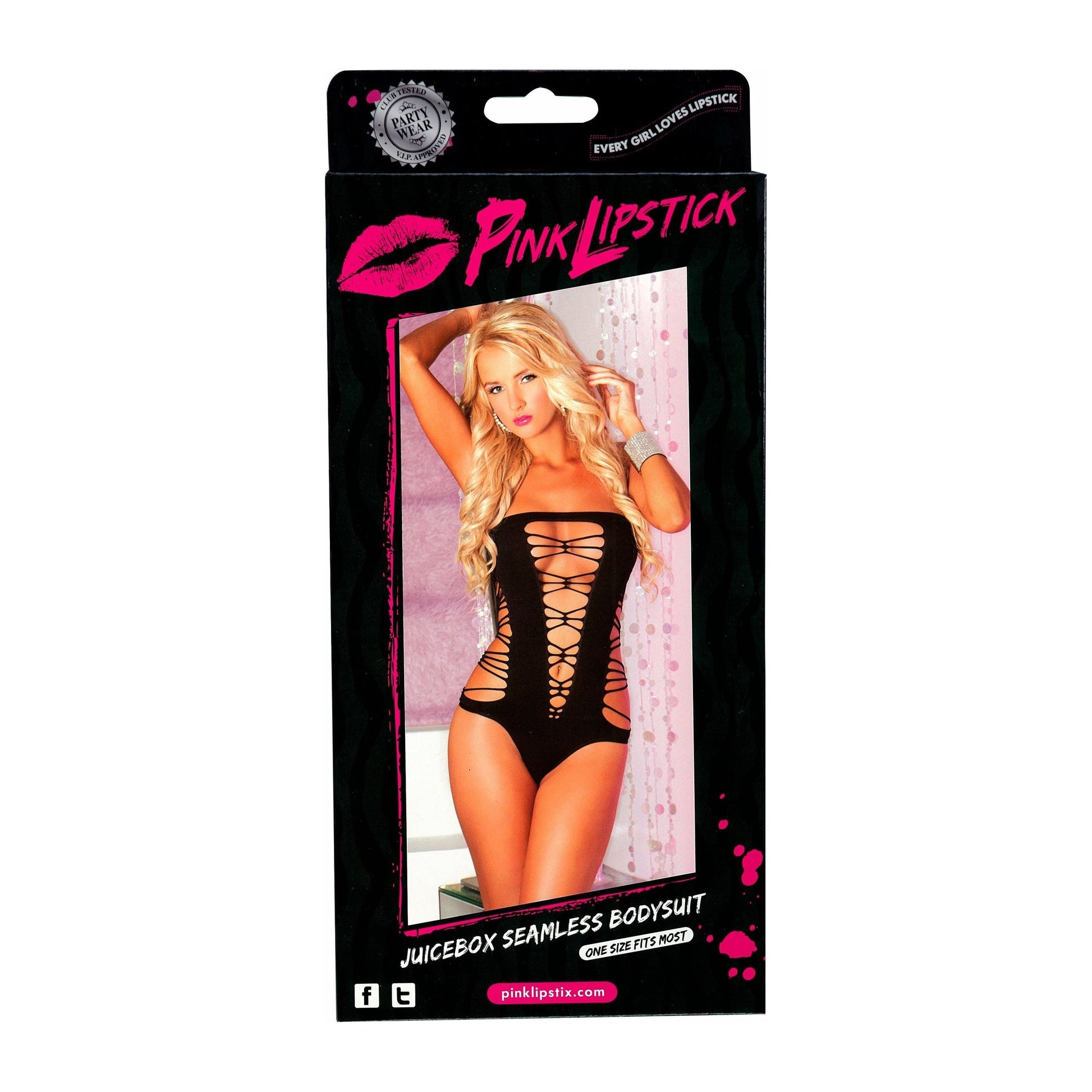 Pink Lipstick Juicebox Seamless Bodysuit - Black - One Size