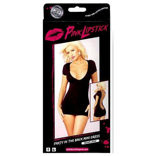 Pink Lipstick Party In The Back Mini Dress - Black - M/L