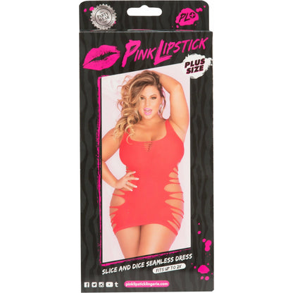 Pink Lipstick Slice and Dice Seamless Dress - Red - Plus Size
