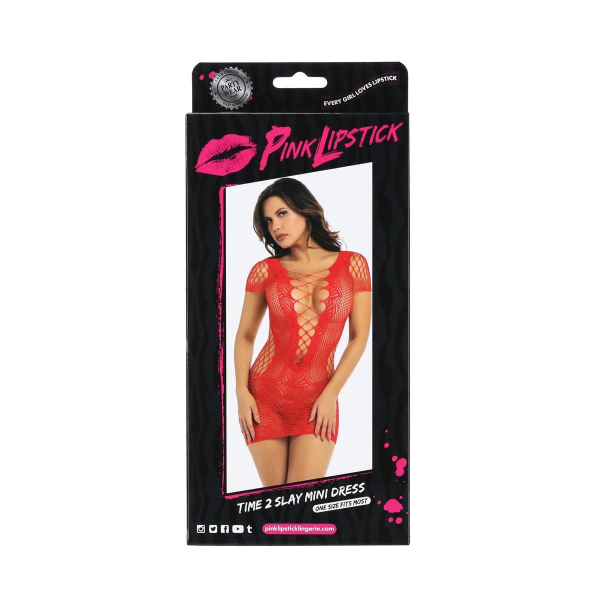Pink Lipstick Time 2 Slay Mini Dress – Red – One Size