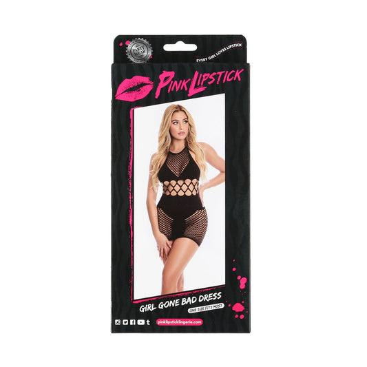 Pink Lipstick - Girl Gone Bad Dress - Black - OS