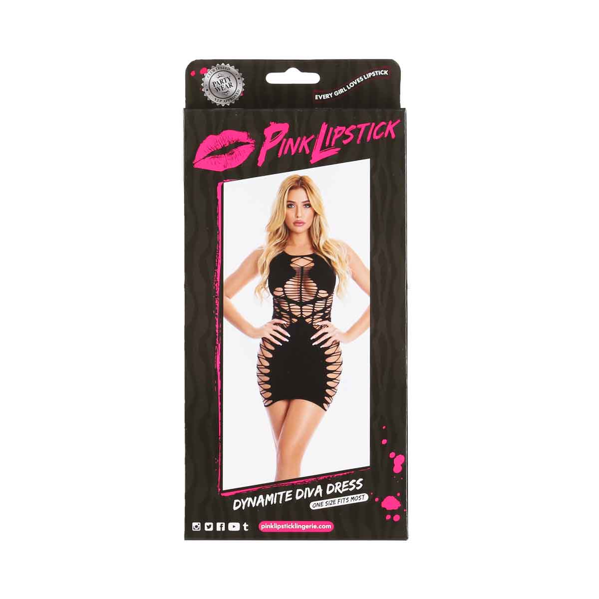 Pink Lipstick - Dynamite Diva Dress - Black - OS