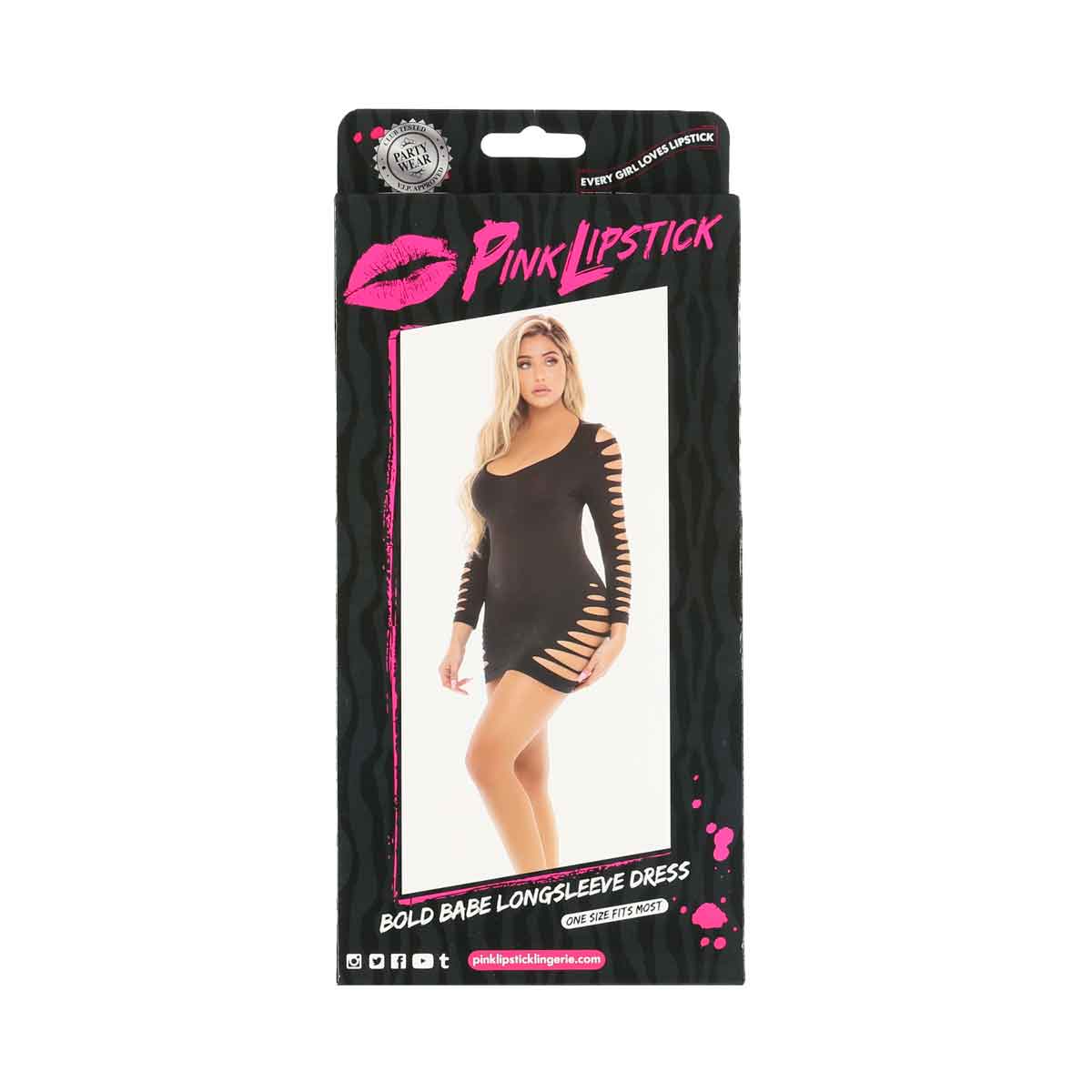 Pink Lipstick - Bold Babe Long Sleeve Dress - Black - OS