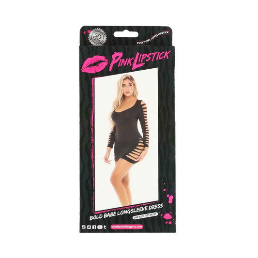 Pink Lipstick - Bold Babe Long Sleeve Dress - Black - OS