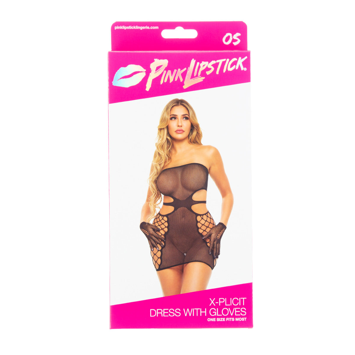 Pink Lipstick X-Plicit Dress With Gloves - Black