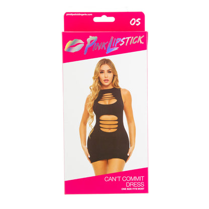 Pink Lipstick Can’t Commit Dress – Black