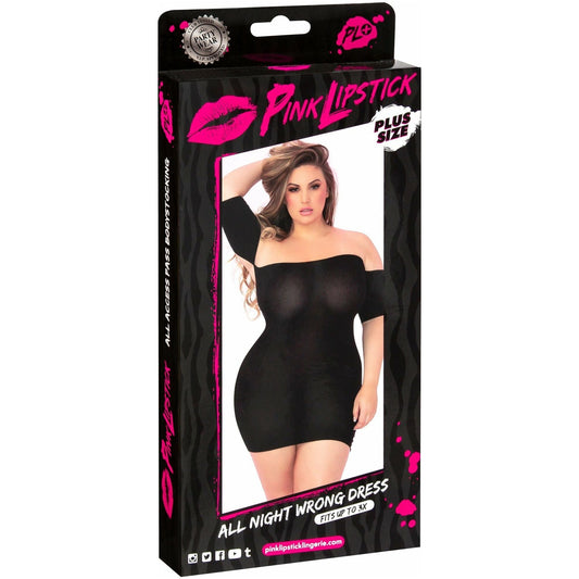Pink Lipstick All Night Wrong Dress - Black - Plus Size