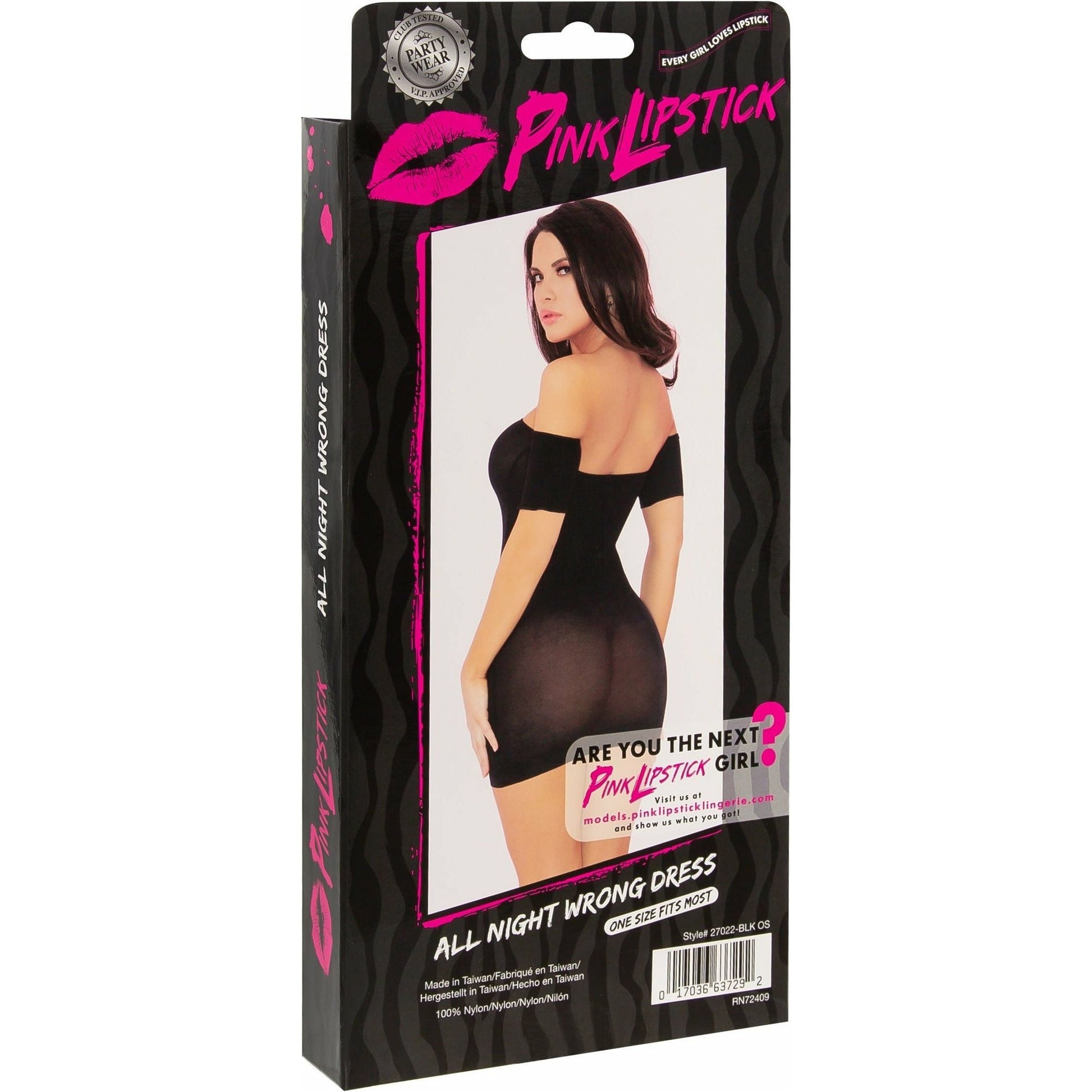 Pink Lipstick All Night Wrong Dress - Black - One Size